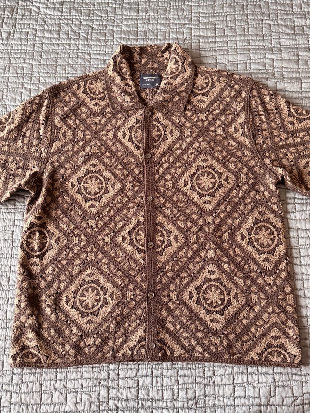 Abercrombie & Fitch Brown Crochet Shirt - Picture 2 of 5